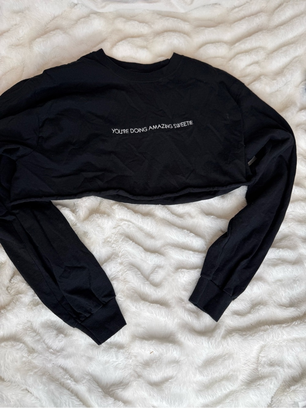 PLT Black Cropped Long Sleeve Sweatshirt